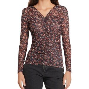 Sandro Bethanie Floral Sheer Long Sleeve Top